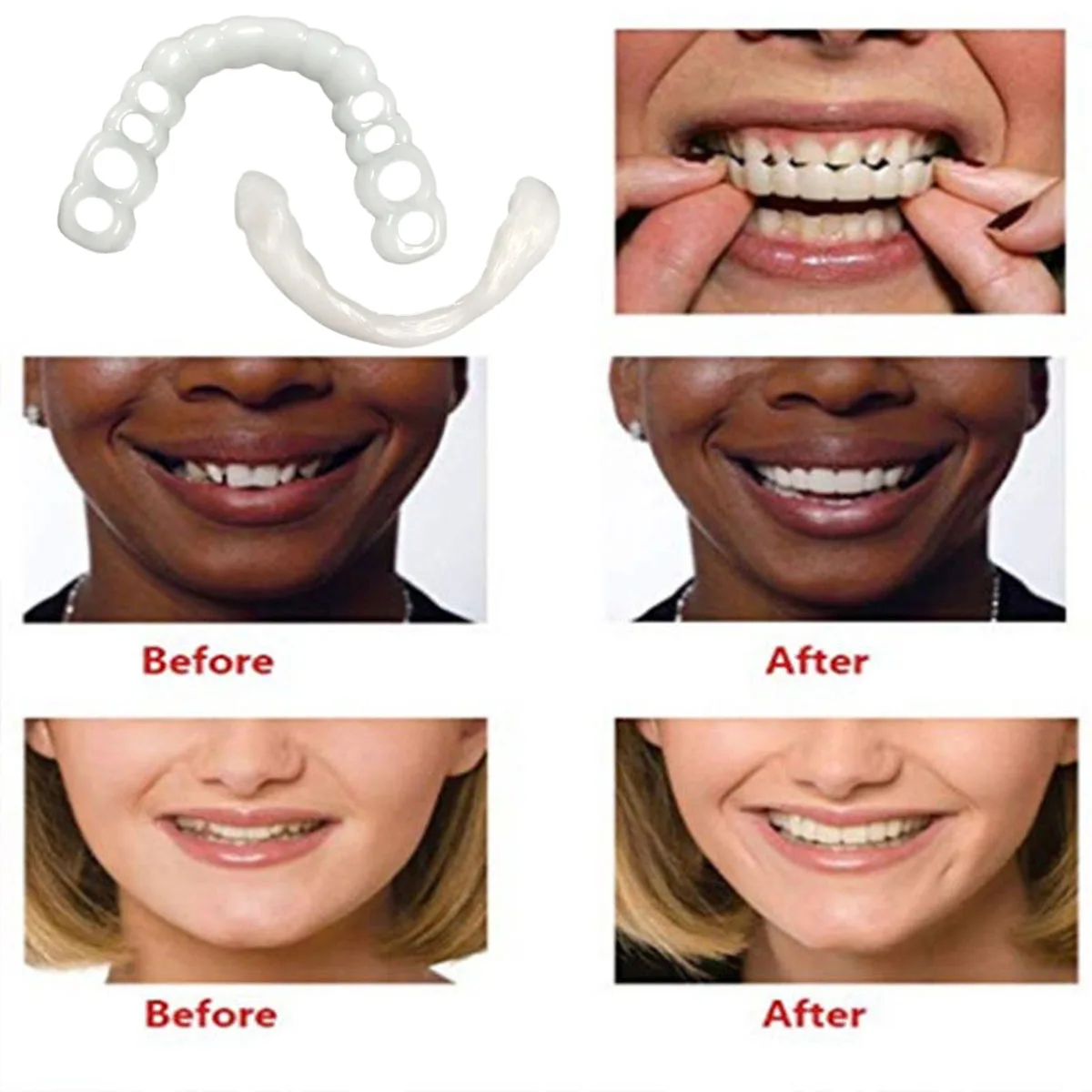 

New Denture Care False Dental Tooth for Upper Teeth Whitening Dental Snap On Smile Instant Smile One Size Fits Most Comfortabl