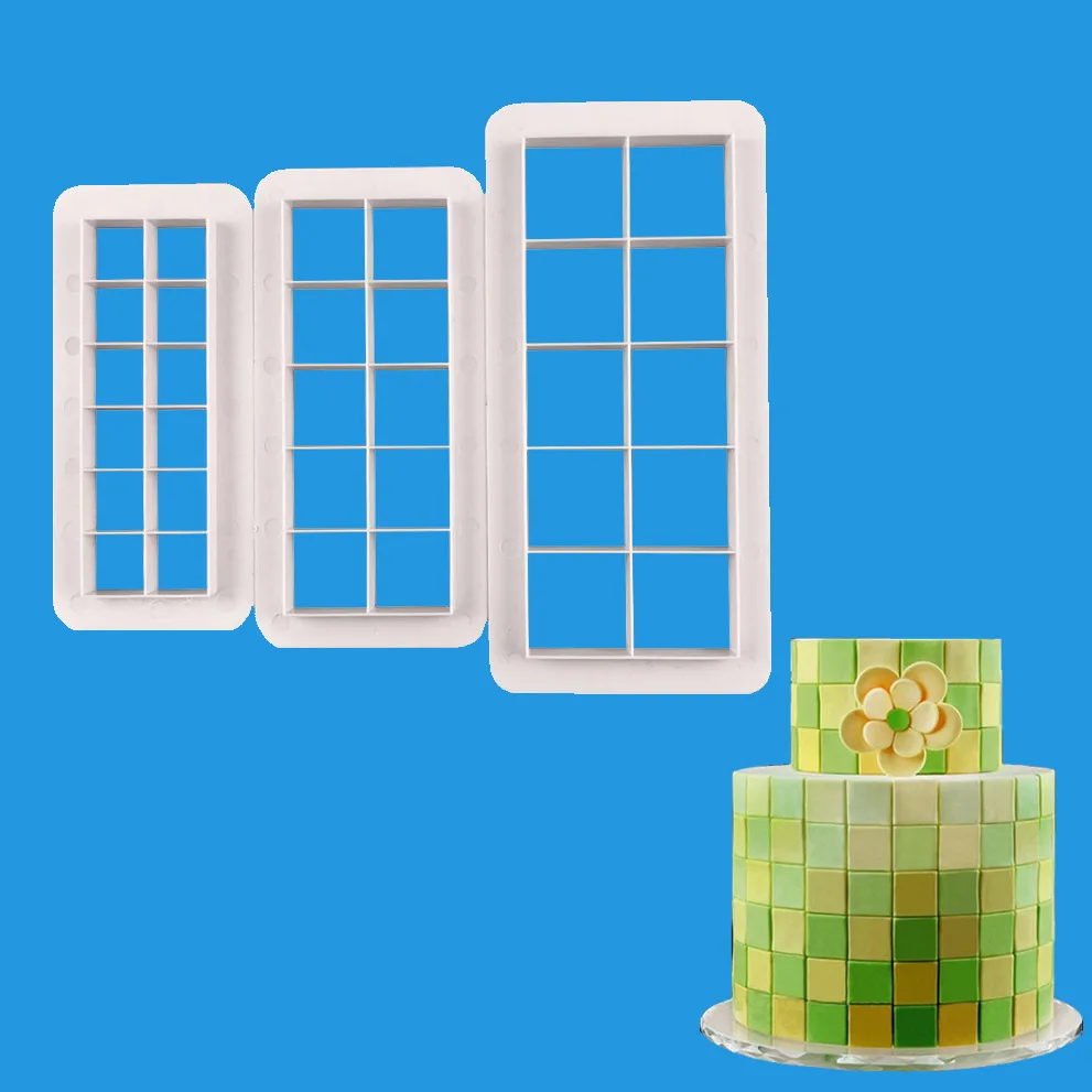 3 шт. квадратные резаки помадка Формочки для печенья Геометрия Форма для торта пластиковая помадка форма для украшения торта вечерние