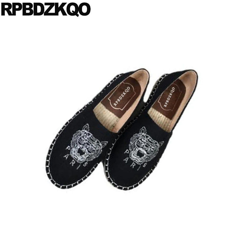 

Slip On Women Shoes Cheap Canvas Espadrilles Chinese Embroidery Embroidered China Hemp Flats Animal Print Round Toe Breathable