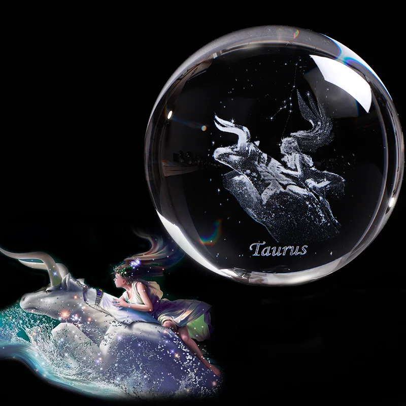Созвездие лазерный хрустальный шар с гравировкой 3D кристалл миниатюрный стеклянный орнамент Новогодний подарок для Козерога Водолей, рыбы