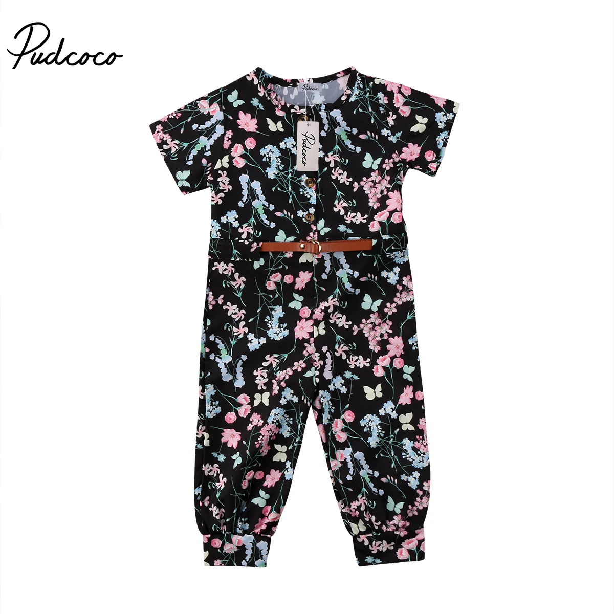 Floral Newborn Toddler Kids Baby Girl Short Sleeve Summer Jumpsuit