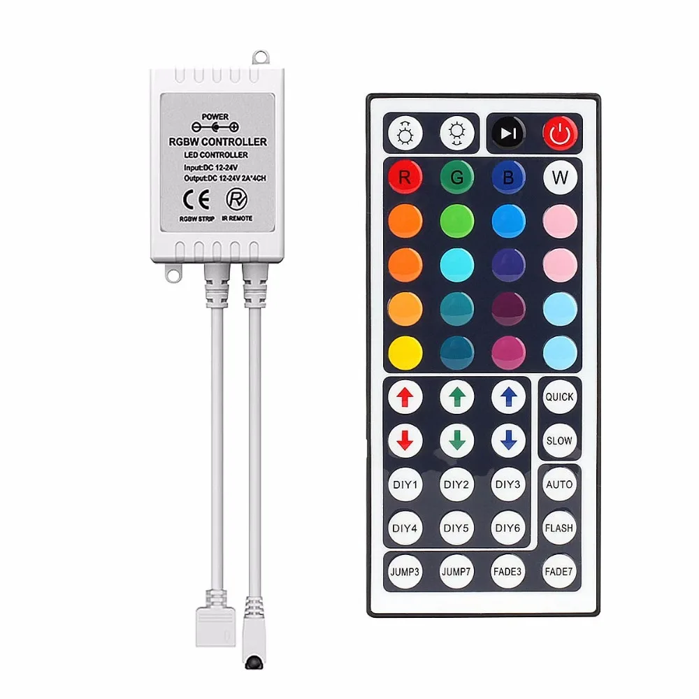 

RGB Controller 44 Keys DC 5V 12V 24V Dual Connectors Output IR Remote lamp Dimmer RGB Controller For 10M 5M 3528 2835 5050 LED