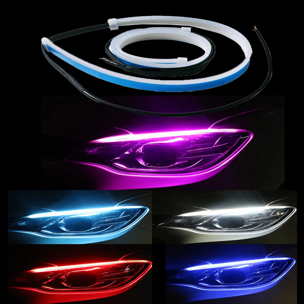 

YHKOMS 1 Pc Auto Lamps For Cars DRL LED Daytime Running Lights Turn Signal Yellow Guide Strip for Headlight Assembly DRL Lamp