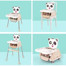 Мультфильм Отрегулируйте высокие стулья для кормления для малышей панда складной портативный ребенок стул со столиком для кормления Стул ableor