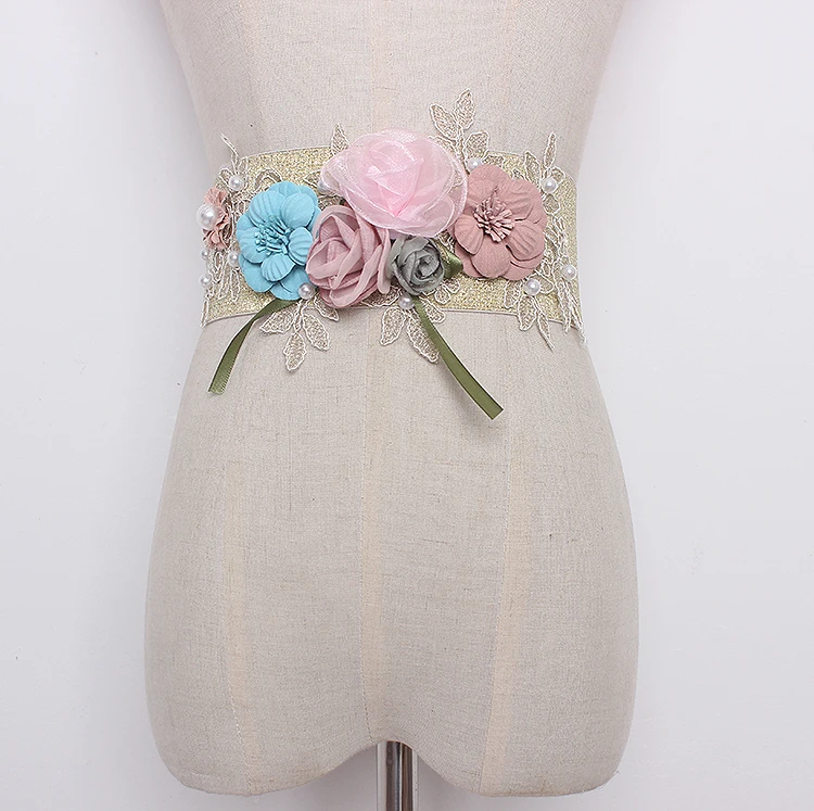 

Women's runway fashion elastic floral Cummerbunds female vintage Dress Corsets Waistband Belts decoration wide belt R1280
