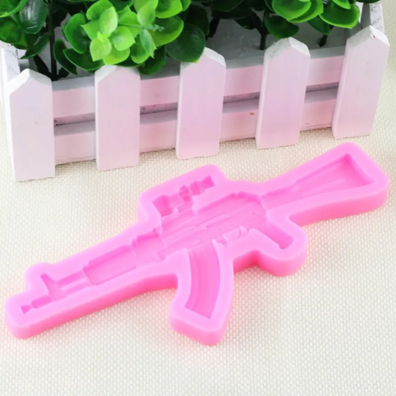 Assault Rifle Shape Chocolate Fondant Mold Cake Decorating Modeling Mould Baking Tools Bakery