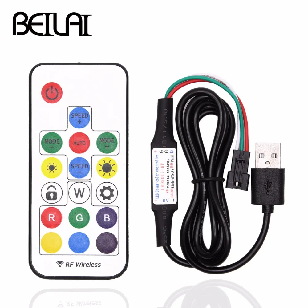 

5V USB LED Controller 17Key SP103E RF Wireless Remote Control For WS2811 WS2812B Driver IC Colorful RGB LED Strip 5050