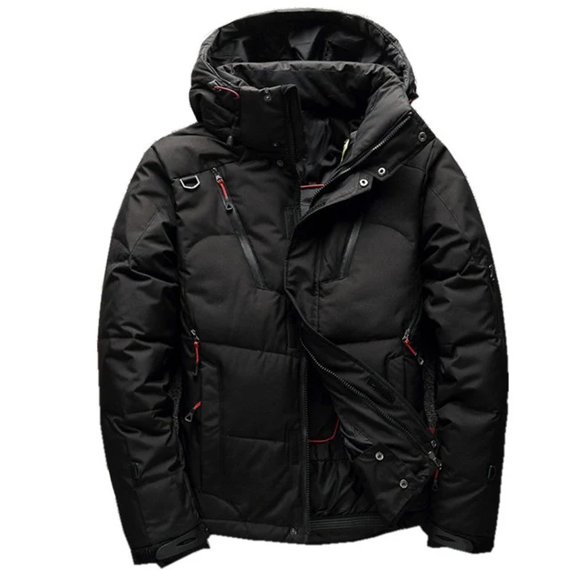 ABOORUN Winter Mens Fashion Down Coat Solid Thick Hooded Down Jackets Men's Casual Warm Coat Parkas