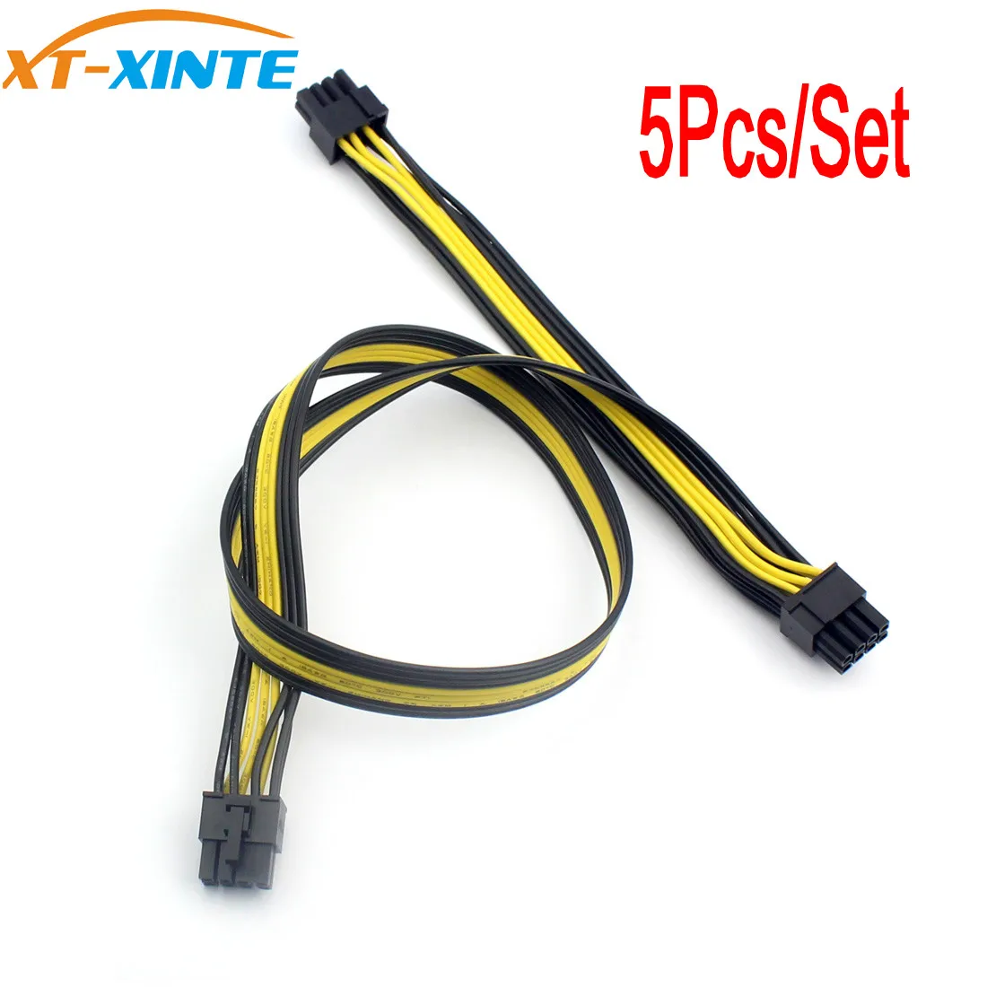 5Pcs 60cm GPU Power Extension Cable Cord 18AWG 8 Pin Male to Dual 8Pin