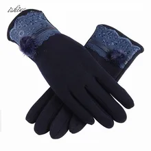 Элегантные женские перчатки, зимние теплые вязаные бархатные черные перчатки, варежки, красные женские перчатки, митенки Guantes* 1 пара