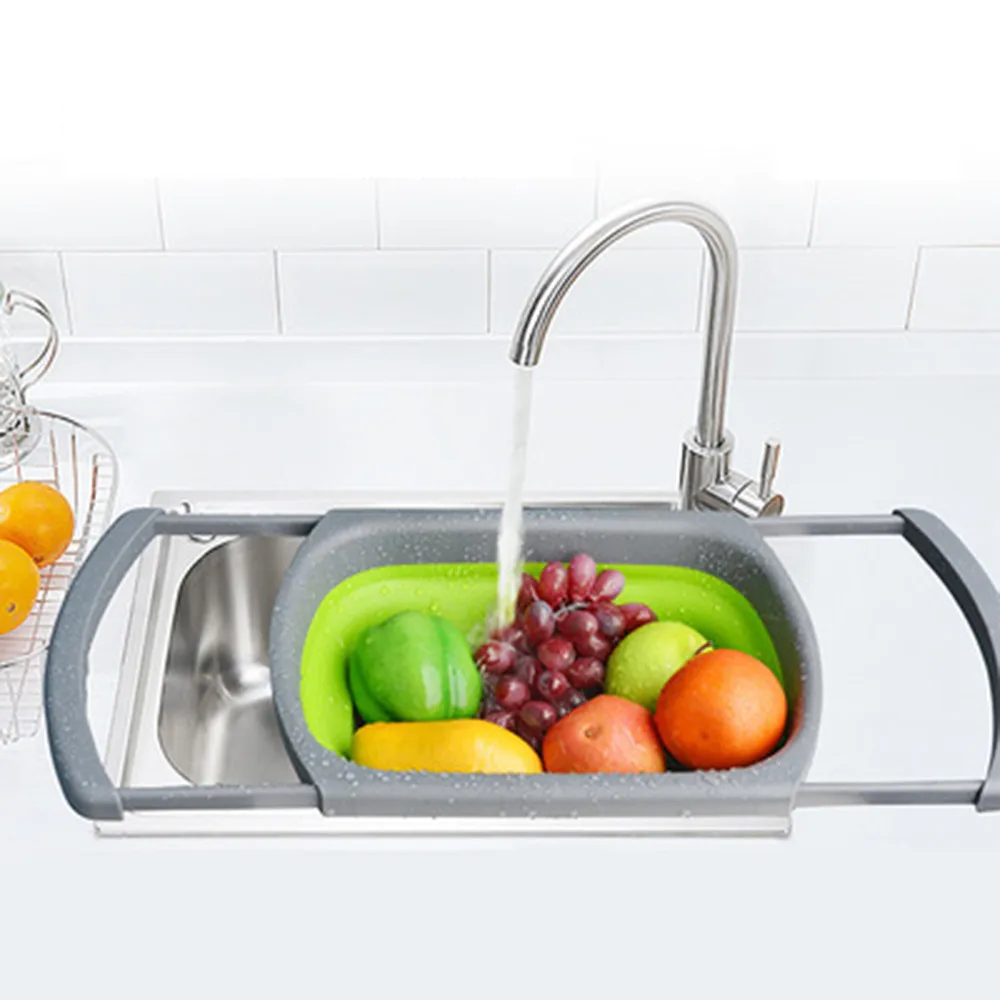 

Collapsible Colanders Set Silicone Kitchen Fruit Vegetable Square Baskets Folding Strainers