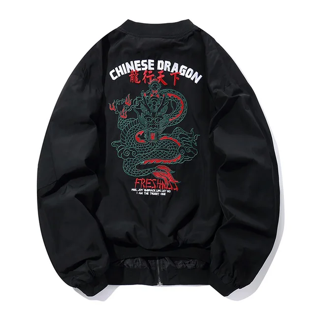 Novel ideas Chinese Dragon Embroidery Men Casual Baseball Jacket 2018