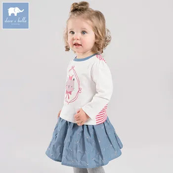 

DBA6602 dave bella spring infant baby girls fashion clothing sets printed suit children toddle outfits high quality clothes
