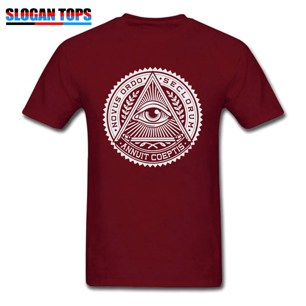 Cotton Men's Short Sleeve Eye of providence Tshirts Design Tops Shirts Retro Design Round Collar Tshirts Drop Shipping Eye of providence maroon