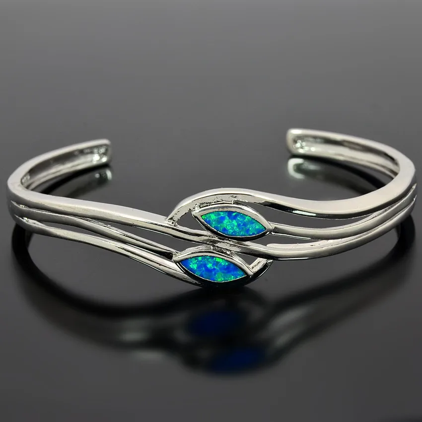 Cute Blue Fire Opal Silver Wholesale Hot Sell for Women Jewelry Cuff