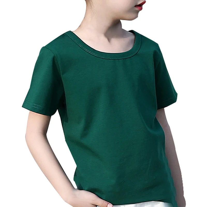 Новые летние повседневные футболки с круглым вырезом и короткими рукавами для девочек - Цвет: Green