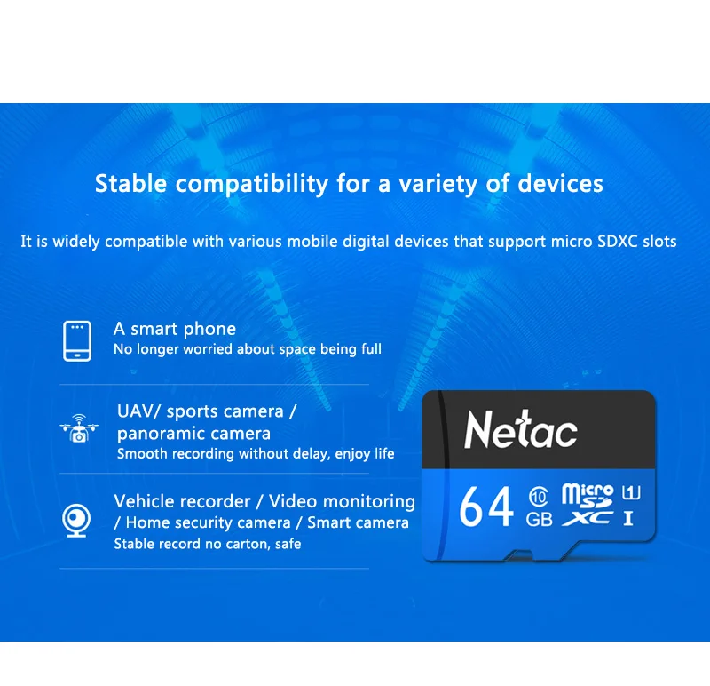 Netac Micro SD карта P500 класс 10 16 ГБ 32 ГБ 64 Гб карта памяти C10 Mini SD карта SDHC SDXC UHS-I TF карта для смартфона камера MP3