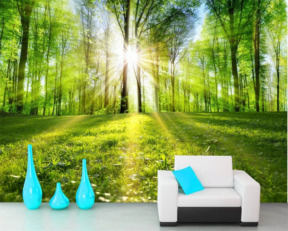 Beibehang 3d 自然壁紙静音森林景観並木トレイル太陽森写真壁壁画壁紙 Behang Nature Wallpaper 3d Nature Wallpapersmural Wallpaper Aliexpress