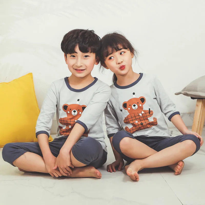 

2019 Summer Children Pajamas Set Baby Girls Boys Clothes Cartoon Short Sleeve T-shirt+Pants Clothing Sets Cotton Kids Sleepwear