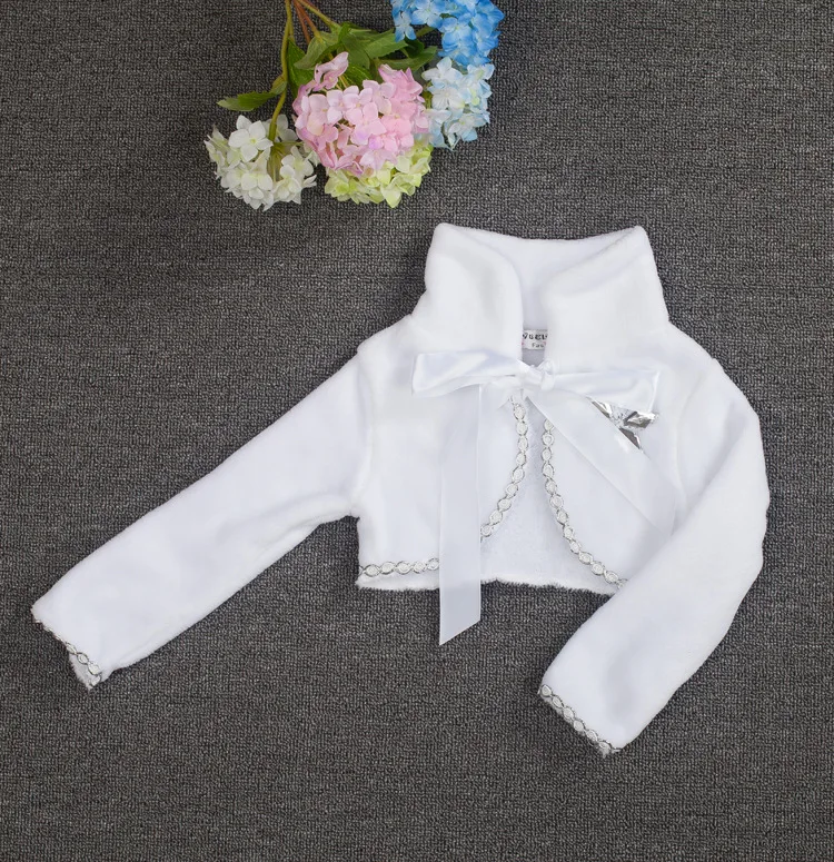 Winter Baby Girls Warm Flannel Snowflake Cotton wool Coat Short Opera Cape Faux Fur White Cardigan Kids Children Clothing Cute (2)
