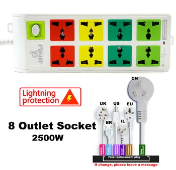 

universal extension socket 8 Power Socket with EU UK US type