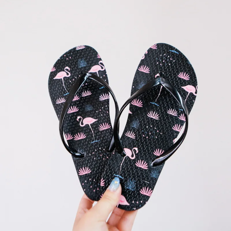 

Fashion 2019 Flamingo Slippers Women Flats Slippers Summer Outdoor Shoes Beach Flip-flops For Ladies Female Low Heel Shoes