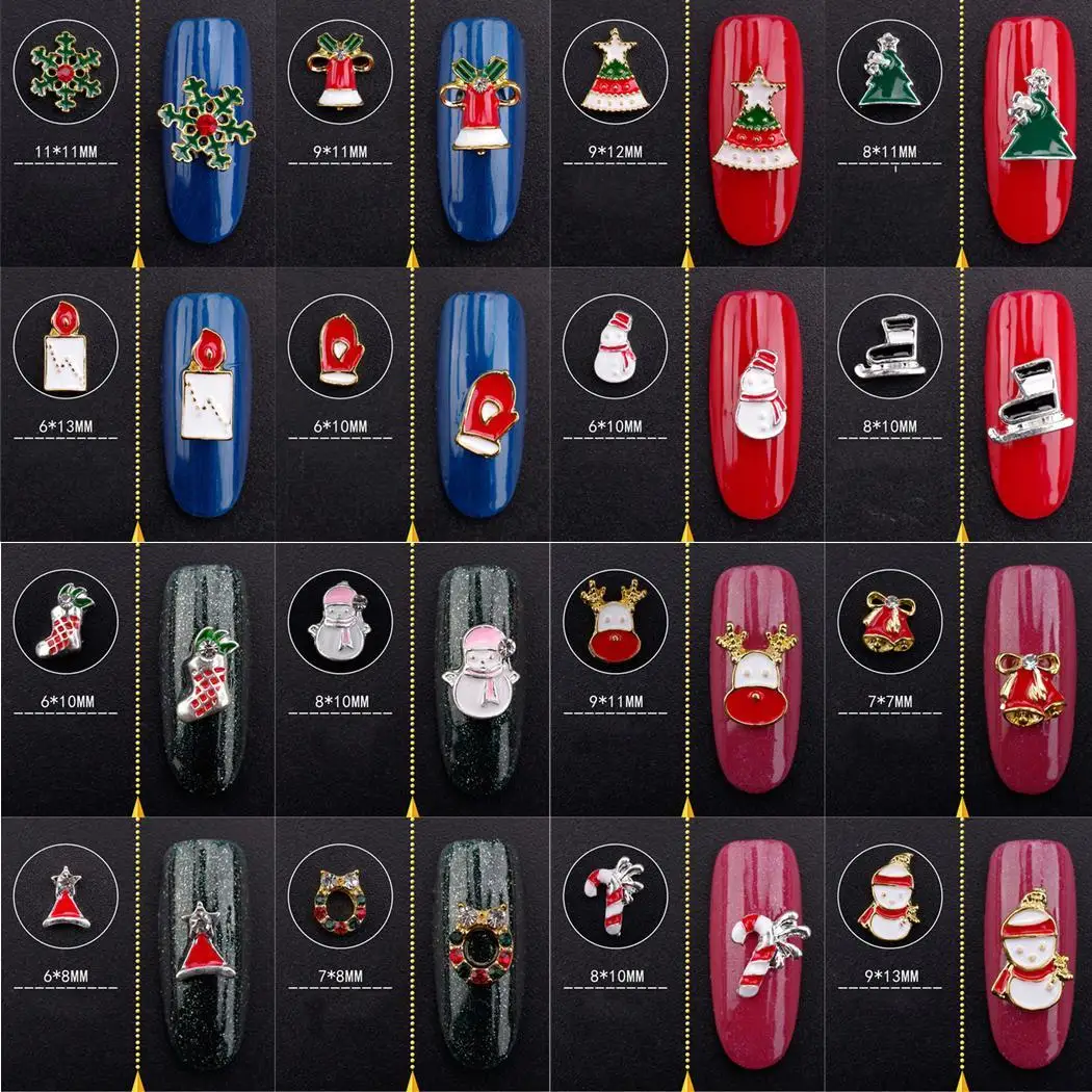 

Women Christmas Pattern Rhinestone Fake Nail Patch Manicure DIY Nails Art Dcor Cartoon Home, Salon, etc