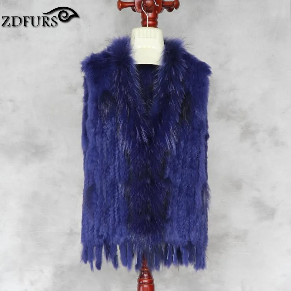 ZDFURS * высокого качества горячая Распродажа трикотажные кроличий мех жилет с