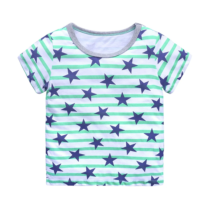 

2019 Children Boys Summer T shirt Boys Clothes Pentagram Printed T shirt Short Sleeve Kid Striped T shirt Cotton Tops