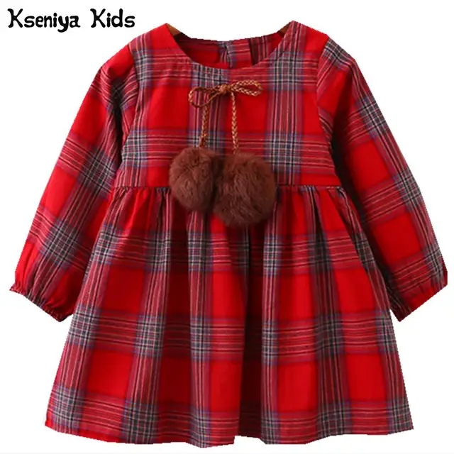 Kseniya-ropa de algodón para niñas, Otoño 2017, rojo y amarillo, estilo inglés, a cuadros, piel, lazo bola, diseño, Vestido de manga larga Kseniya-ropa de algodón para niñas, Otoño 2017, rojo y amarillo, estilo inglés, a cuadros, piel, lazo bola, diseño, Vestido de manga larga