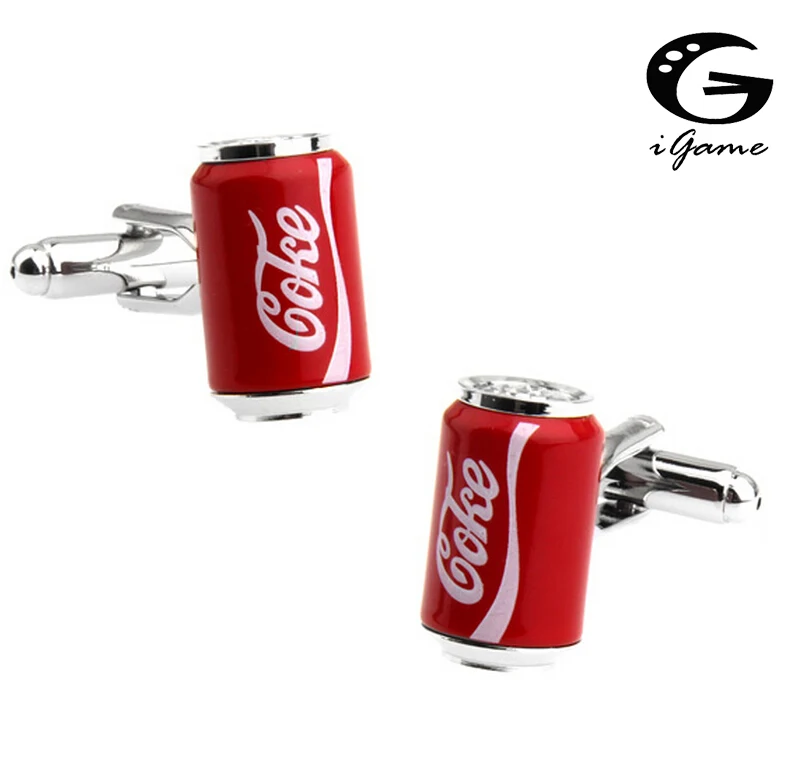 

iGame Coke Cans Cuff Links Red Color Cola Design Quality Brass Material Free Shipping