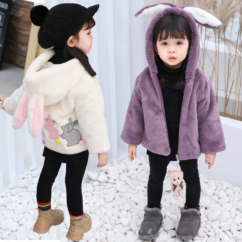 Toddler Girl Winter Clothes Baby Girls Hooded Coat Thick Warm Outwear Faux Fur | Мать и ребенок