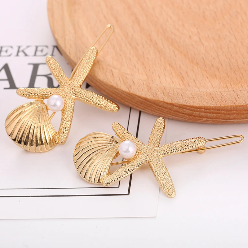 

Starfish Women Hair Clips Hairpins Barrette Pearl Metal Hairgrips for Women Hair Accessories Hairgrip Hair Clip Headwear