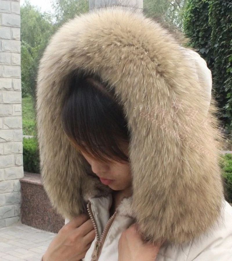 

Real Fur Scarf Fur Collar Women Winter Coat Fur Scarves Luxury Raccoon Fur Winter Neck Warmers TKC001-80X18cm
