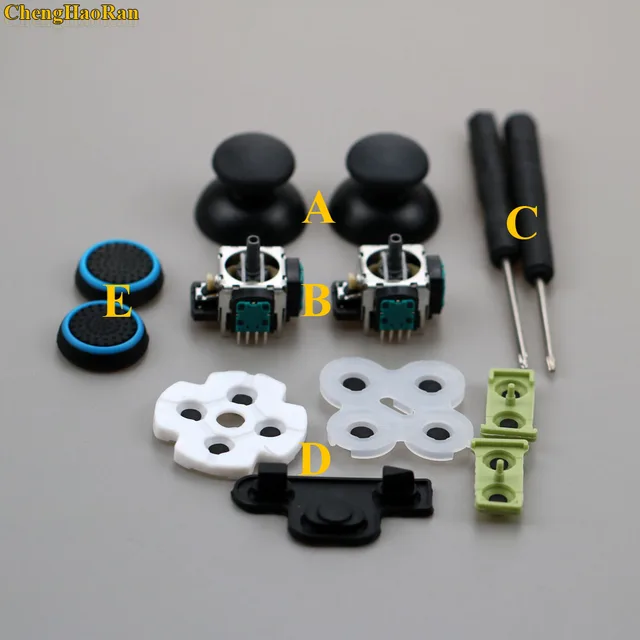 Best Price 5 in 1 Sets 3D Analog Joystick 4pin Sensor Module Thumb Sticks Conductive Pads grip Screwdriver for Playstation 3 PS3 Controller