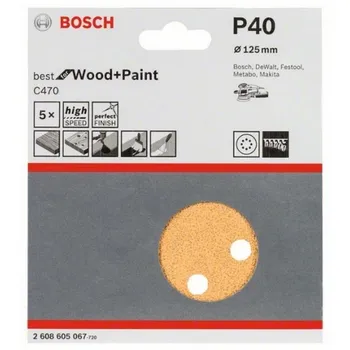 

BOSCH 2608605067 Lija Eccentric C470 125mm 8 P G40 X5