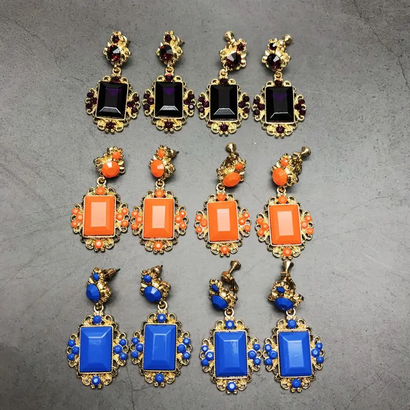 

Free Shipping Geometric Orange Purple Blue Colors Sweet Alloy Clip Earring