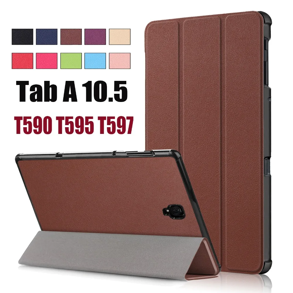 Чехол книжка из искусственной кожи для Samsung Galaxy Tab A 10 5 2018 T590 T595 T597|Чехлы планшетов