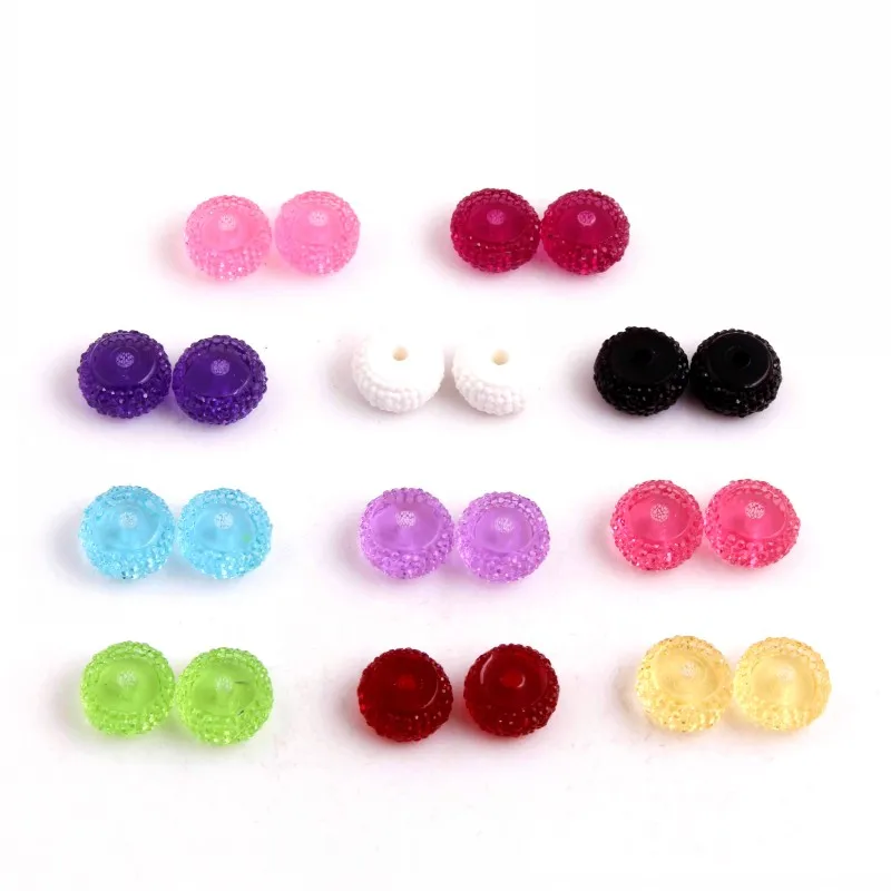 OYKZA Chunky Mix Colorful Color Rondelles Flat Resin Rhinestone Ball ...