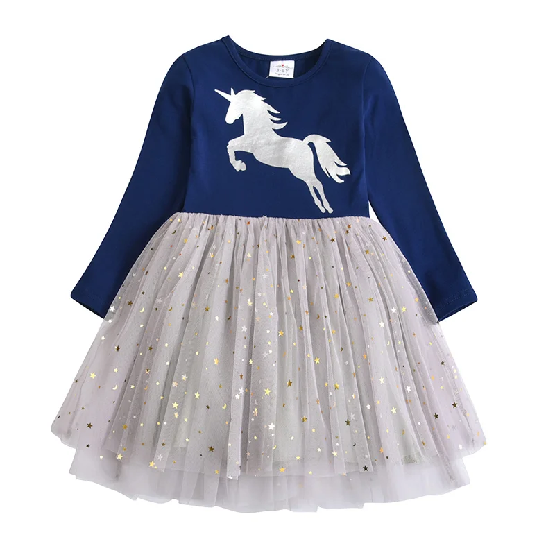 DXTON Kids Girls Dress Toddler Vestidos Kids Casual Dress Children Cartoon Clothing Butterfly Autumn and Winter Dresses for Girl - Цвет: RELH4580