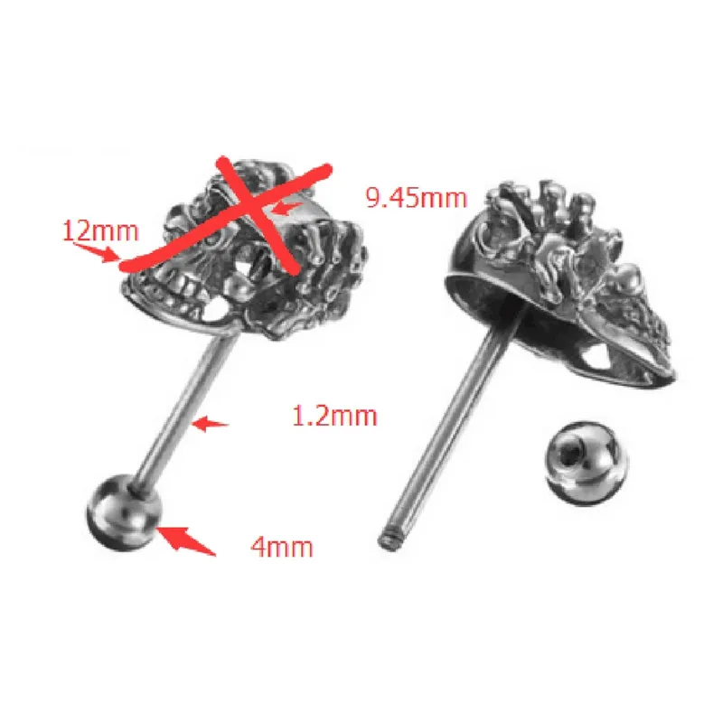 1 шт. личности Нержавеющая сталь Череп Скелет Helix язык стад Для мужчин штангу пирсинг пупка lengua поддельные перегородки кольцо Украшения для тела