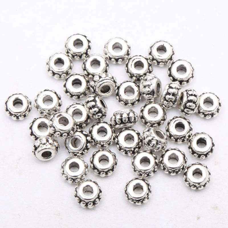

150pcs Circle Pattern Spacer Metal Flower Beads Tibetan Silver For Needlework For Jewelry Making Diy Bracelet Accessories