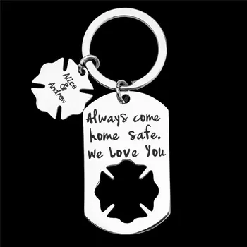 

Personalized Custom Always come home safe. We Love You Stainless Steel Keychain Special Shape Men Keychain Family Gift For Dad