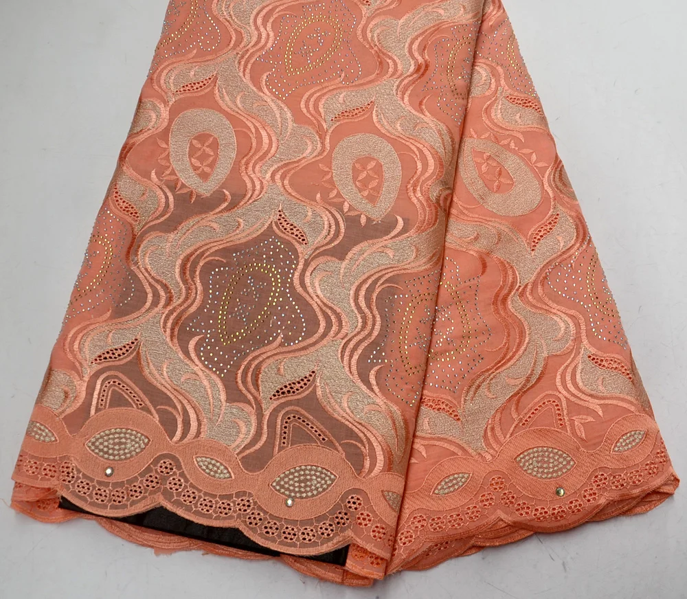 

100% High Quality Nigerian Design Swiss Voile lace WIth stones For Party Swiss Voile lace