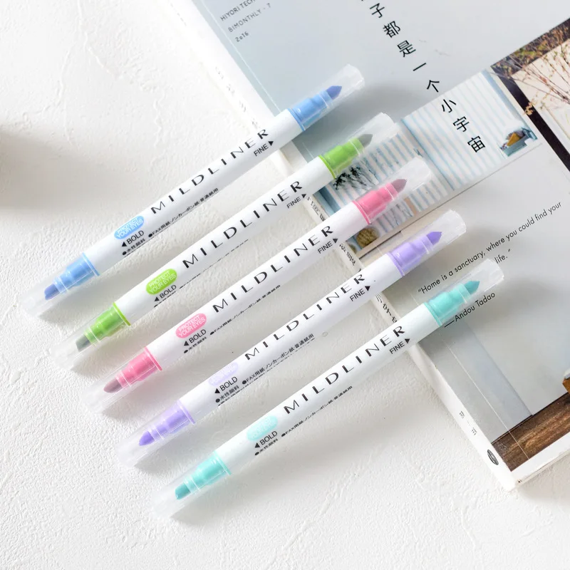 

MIRUI Stationery Double Headed Fluorescent Pen Milkliner Pen Highlighter Pen Color Mark Pen Cute
