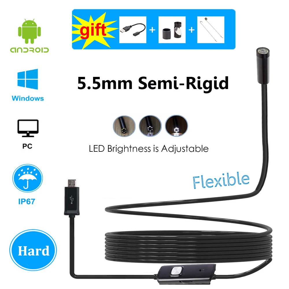 Эндоскоп водонепроницаемый с USB кабелем и камерой 5 мм|endoscope for android|endoscope androidendoscope
