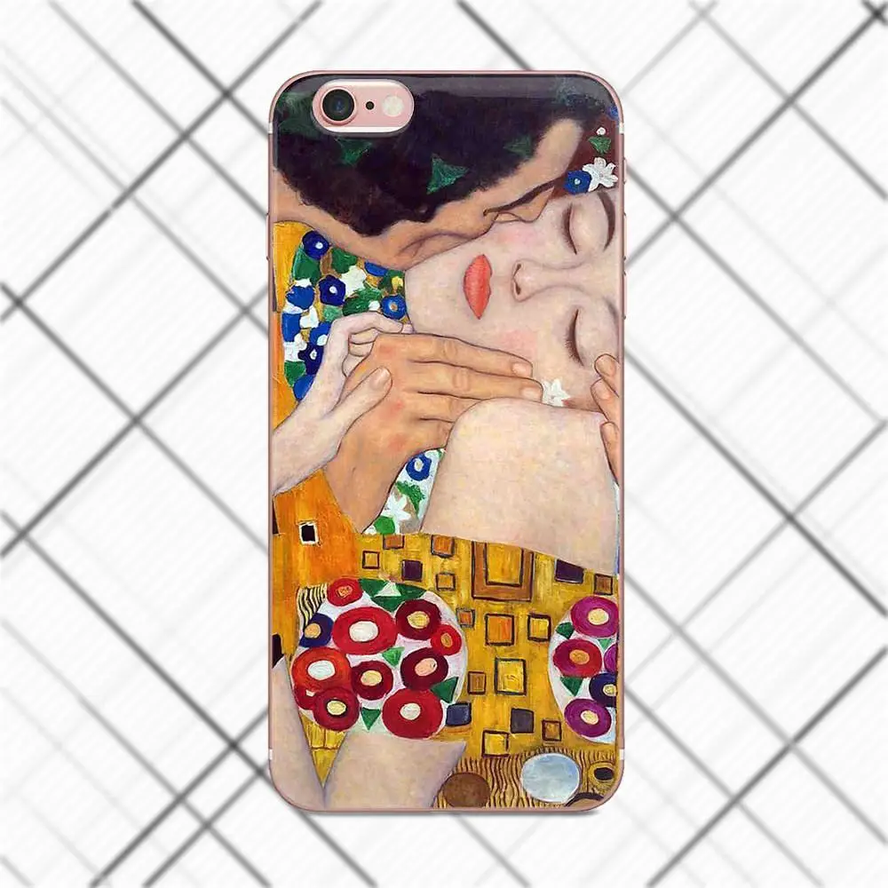 Tpwxnx Soft Silicone TPU Transparent Phone Covers Case Kiss By Gustav Klimt Design For iPhone X 4 4S 5 5C 5S SE 6 6S 7 8 Plus