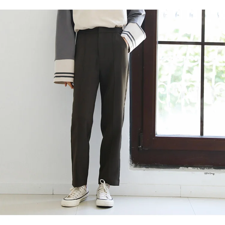 Осень-зима женские брюки однотонные женские брюки с высокой талией офисные женские прямые штаны хлопковые