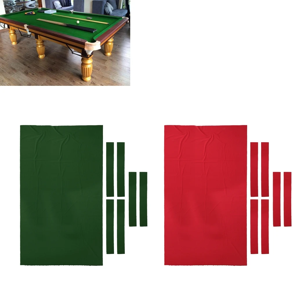 

Professional 6pcs Pool Table Felt Strips & 1pc Snooker Billiard Table Cloth Felt for 9 Foot Tables Accessories