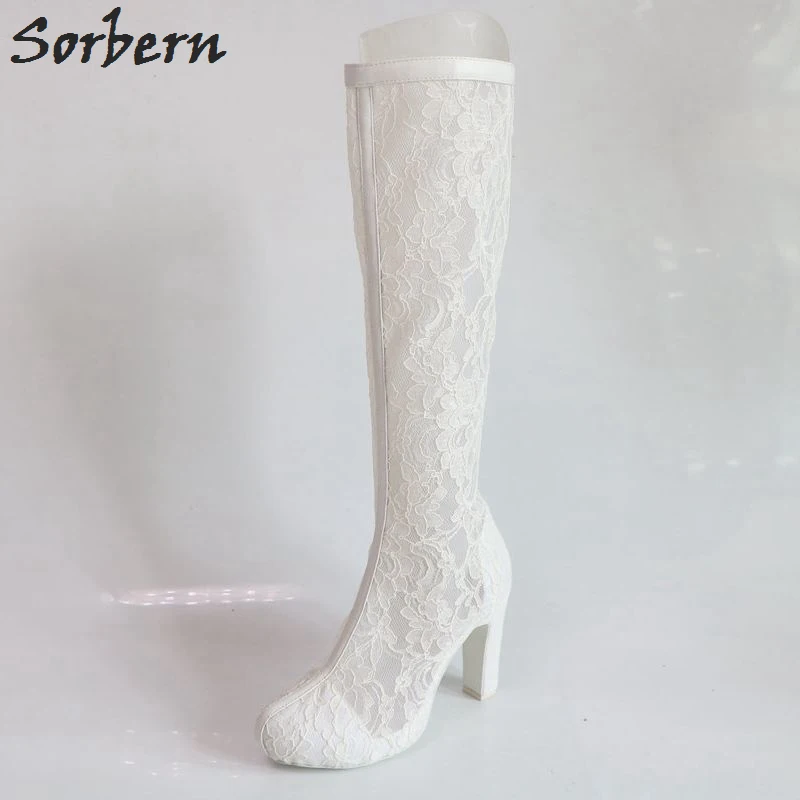 womens knee high white boots